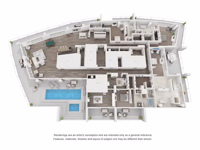 4 Bed 4.5 Bath PH4 T2-3030 floor plan